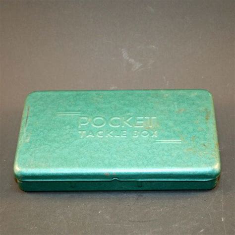 vintage metal rectangular tool or tackle box|Vintage Metal Pocket Tackle Box for sale .